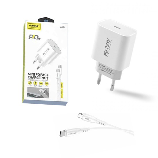 Charger Foneng EU39 Type-C Input with Type C to Type C PD 20W 1m White